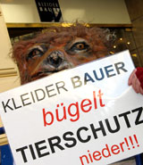"Kleider Bauer bügelt Tierschutz(gesetz) nieder!"