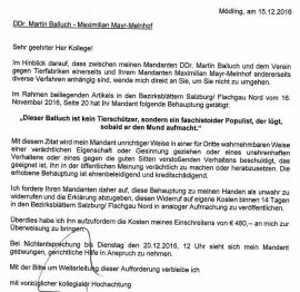 Brief an Anwalt von Mayr-Melnhof