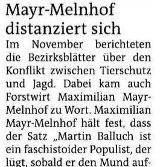 Max Mayr-Melnhof widerruft Beleidigung gegen VGT-Obmann und zahlt € 500