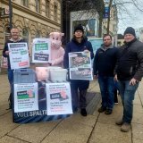 Humus statt Gülle: Protest für Schweinehaltung im Freien in Fußgängerzone St. Pölten