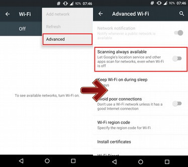 WLAN-Scanning deaktivieren