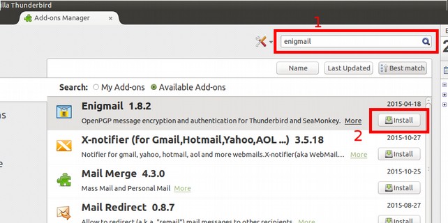 Enigmail installieren
