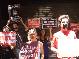 Protest at Austrian embassy in Barcelona, Spain