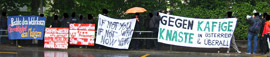 Protest at Austrian embassy in Bern, Switzerland