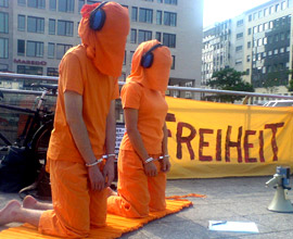 Protest at Austrian embassy in Frankfurt, Germany