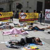 Protest: „Sleep In“ am Stephansplatz - für ein Fiakerverbot in Wien
