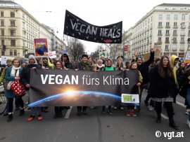 Vegan-Block auf der Klimaschutzdemo in Wien