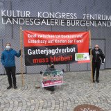 Gatterjagd: Tierschutz-Demo vor Kultur Kongress Zentrum Eisenstadt zu Doskozil Auftritt